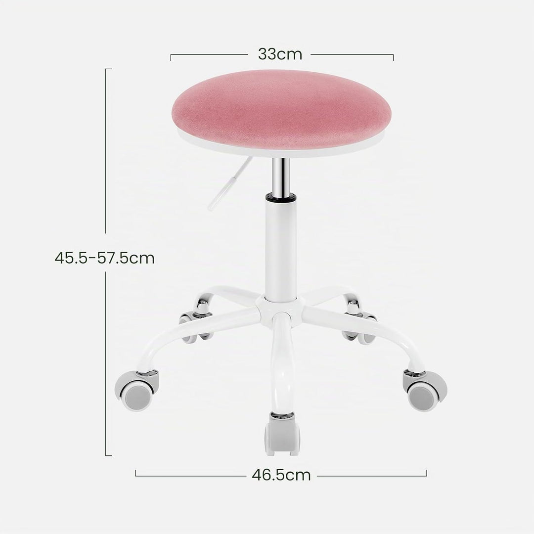 EUGAD Schminkhocker höhenverstellbar, Drehhocker mit Rollen, runder Hocker 360° drehbar, für Ankleid