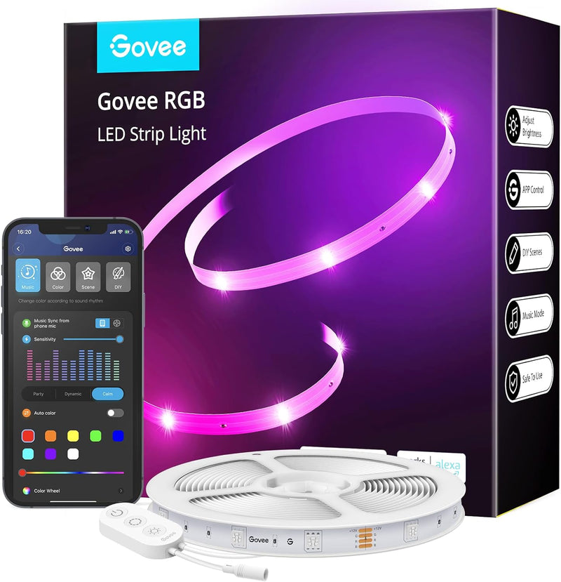 Govee LED Strip Smart RGB WiFi LED Streifen, Lichterkette Band App Steuerung WLAN mit Alexa und Goog