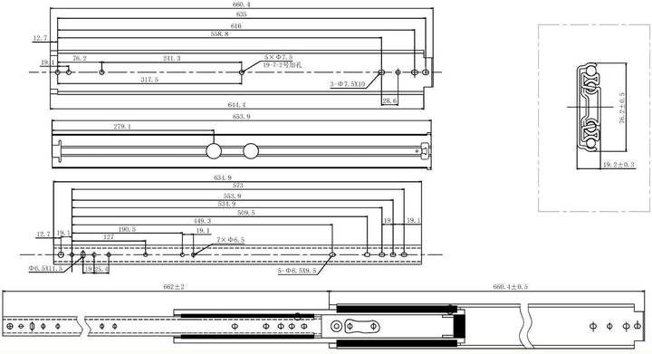 1 Paar Vadania Schwerlastauszüge 650 mm Schwerlastauszug mit einer Belastbarkeit von 200 kg von SOTO