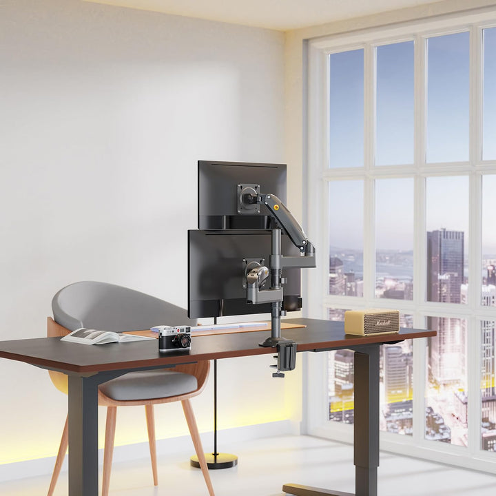 Ergosolid Tischhalterung with Gasfeder for Dual 17-35 Zoll LCD LED Monitore with VESA max. 100 x 100