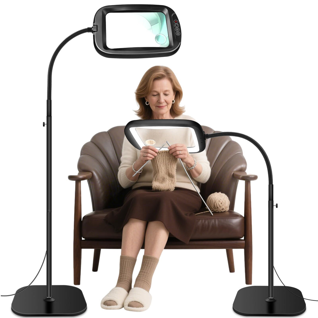 NZQXJXZ 10X Lupe mit Licht und Ständer, Flexible Schwenkarm Lupenleuchte mit 60 LED, 5 Farbmodus Dim