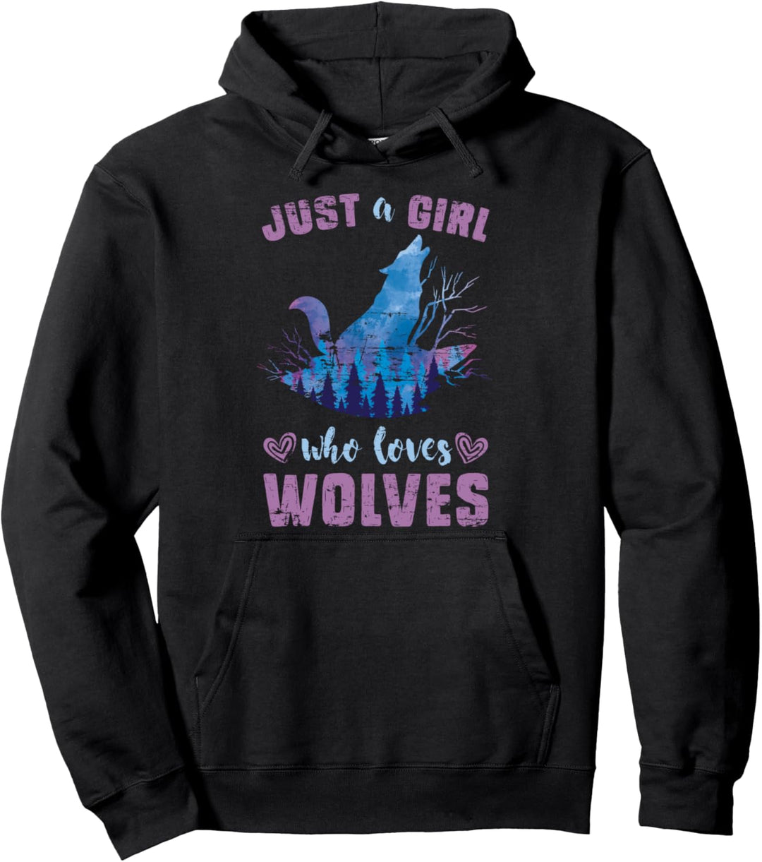 Wald Tier Nur ein Mädchen das Wölfe liebt Heulender Wolf Pullover Hoodie
