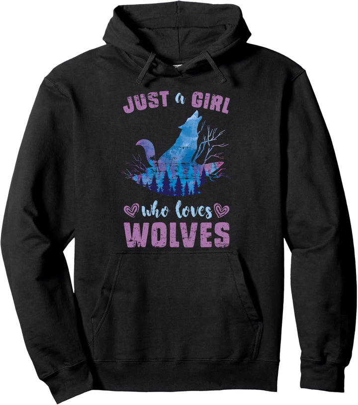 Wald Tier Nur ein Mädchen das Wölfe liebt Heulender Wolf Pullover Hoodie