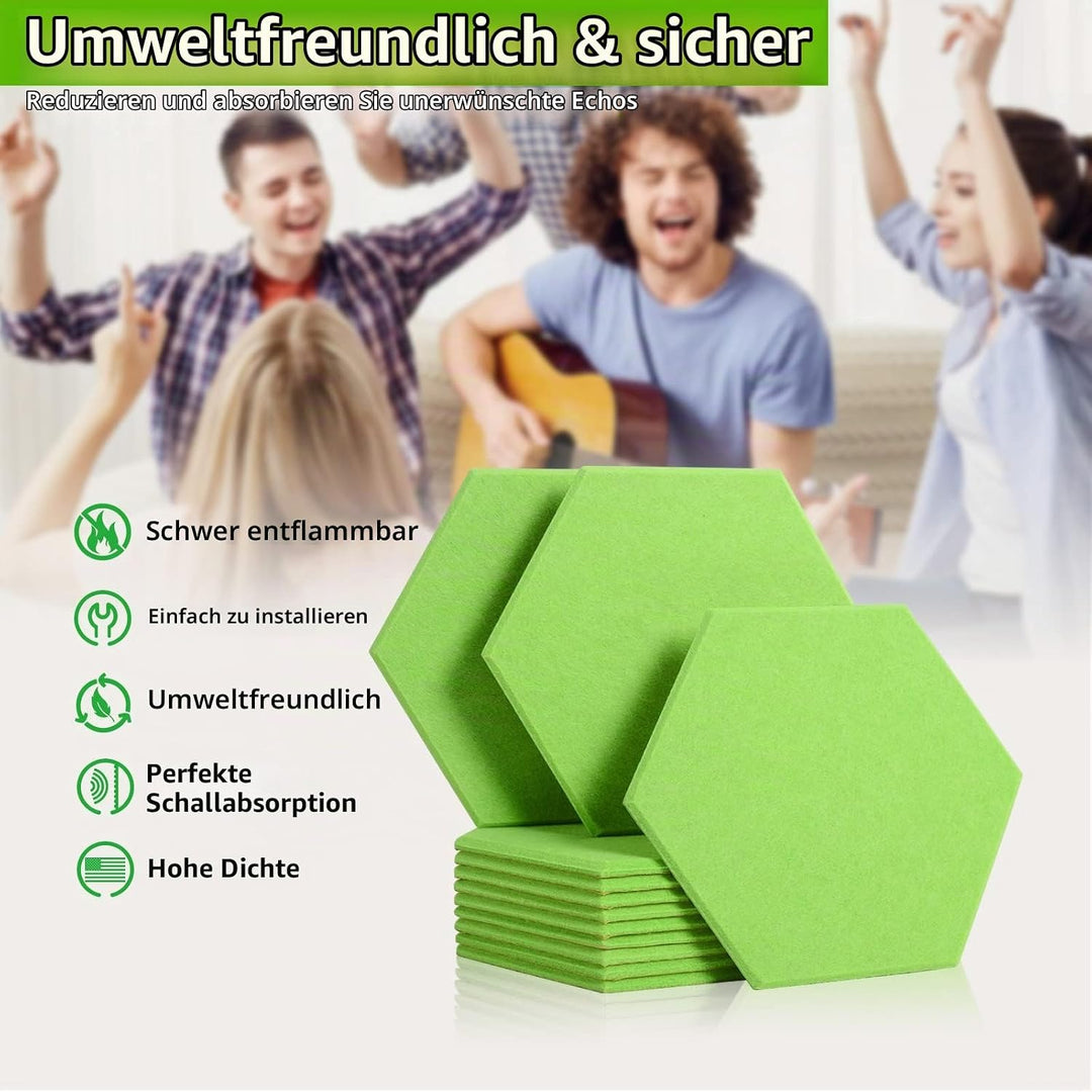 Rdutuok 12 Stück Akustik Panel,30x26x1cm Hexagon Akustik Absorber Schallschutzplatten Akustikpaneele