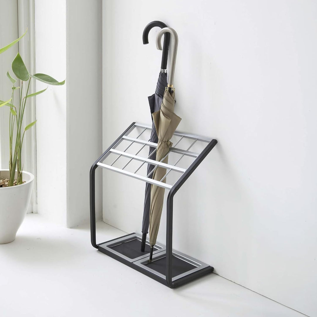 YAMAZAKI Schirmständer Gitter, schwarz-silber One Size Schwarz, One Size Schwarz