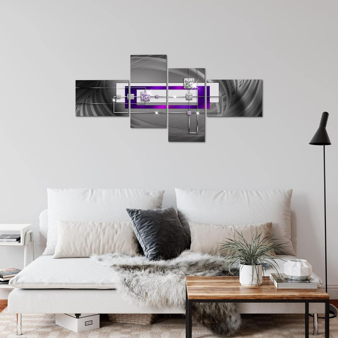 Runa Art Bild Modern Abstrakt - Made in Germany - Wandbilder Diamant Lila Grau 4 Teilig 020942c B 10