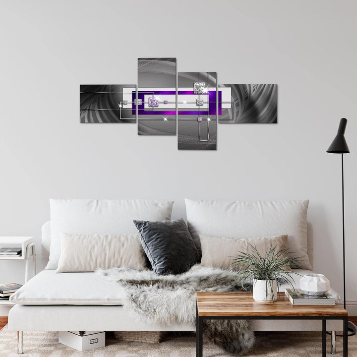 Runa Art Bild Modern Abstrakt - Made in Germany - Wandbilder Diamant Lila Grau 4 Teilig 020942c B 10