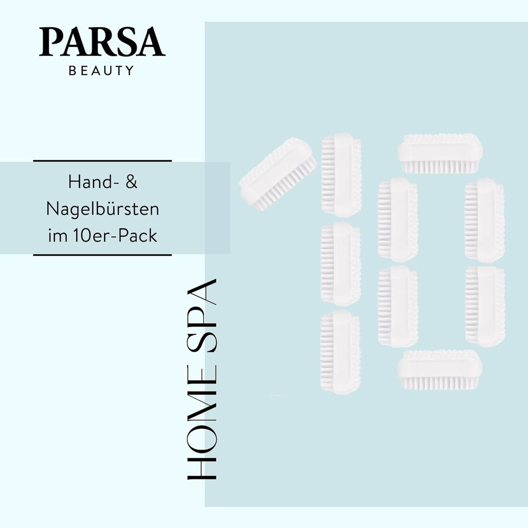 PARSA Beauty Doppelseitige Handbürste Nagelbürste – Nail Brush im Set (10 Stück Weiss) – Handwaschbü