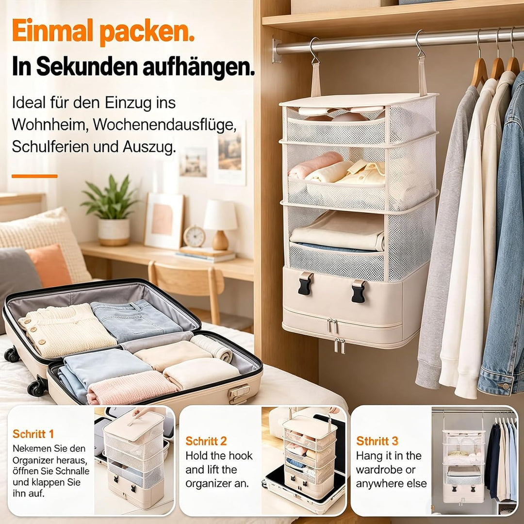 SUGODA Koffer Organizer, 5 Schichten Packing Cubes, Compression Organizer Packing, Camping Hängend,
