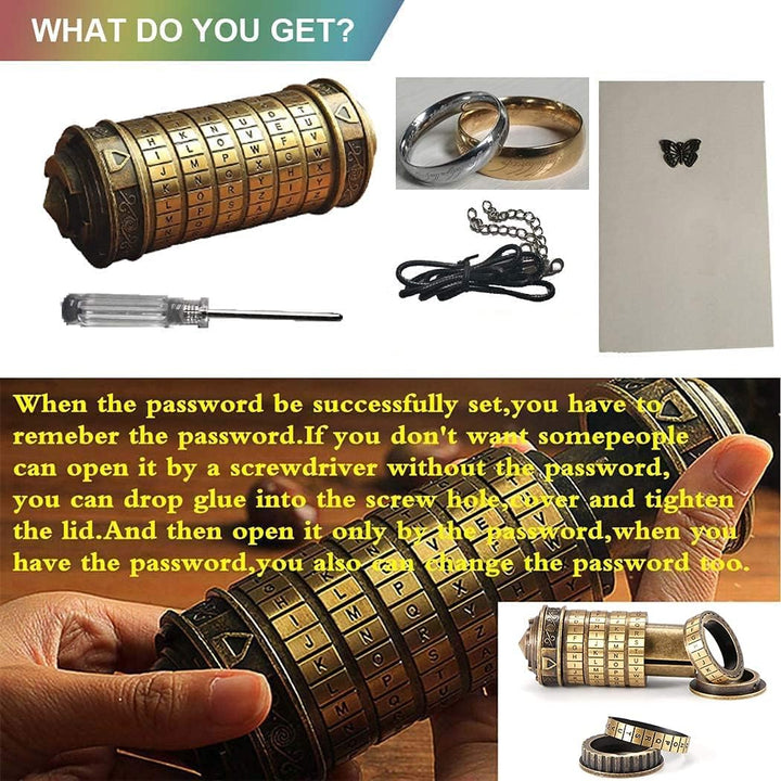 Da Vinci Code Cryptex männer Frauen sie ihn Schloss Brief Passwort Code Lock Mini Cryptex Lock Roman