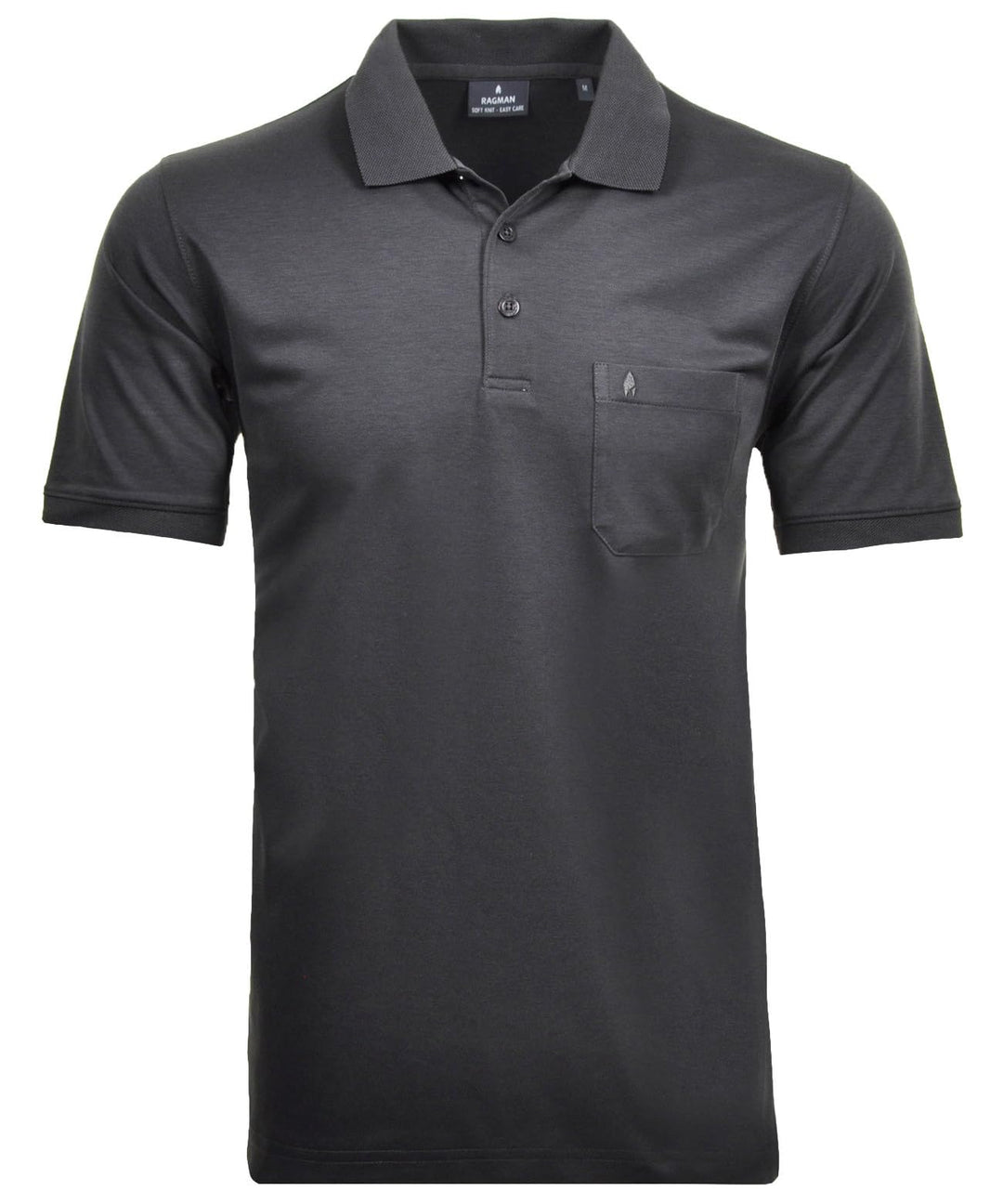 RAGMAN Herren Softknit-Polo mit Brusttasche, Kurzarm S Anthrazit-019, S Anthrazit-019