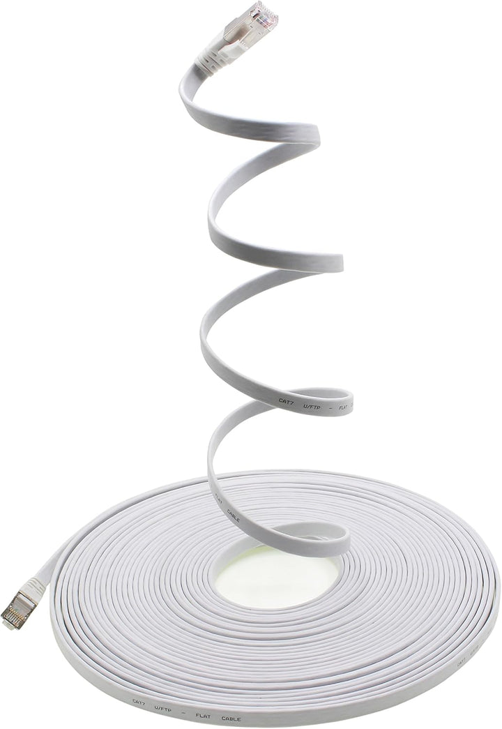 1aTTack.de 2m - weiss - 10 Stück CAT.7 Gigabit Ethernet LAN Flachband Flachbandkabel (RJ45) Netzwerk
