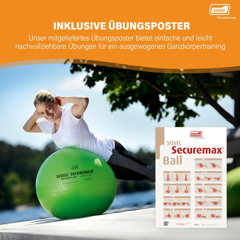 Sissel SECUREMAX Gymnastikball | Belastung bis 500 kg | 100% PVC & recyclebar | Für Fitness & Therap