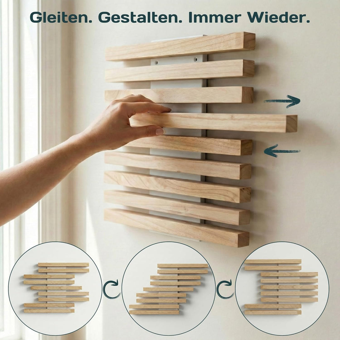Wandregal Holz Hängend - Modulares Bücherregal Set aus Massivholz - Schwebendes Regalbrett für Wohnz