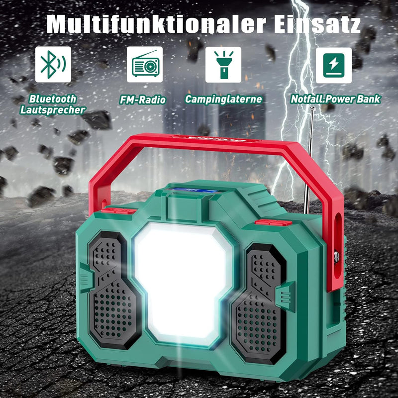 Radio mit LED Taschenlampe, HYCHIKA Tragbares Radio Weltempfänger Bluetooth Lautsprecher Wetter AM/F