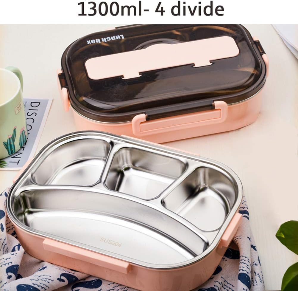amropi Brotdose aus Edelstahl,Lunchbox mit 2/3/4/5 Fächern,mit Stäbchen und Löffel,Bento Box zum Wan