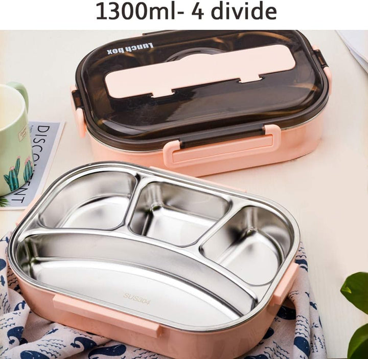 amropi Brotdose aus Edelstahl,Lunchbox mit 2/3/4/5 Fächern,mit Stäbchen und Löffel,Bento Box zum Wan
