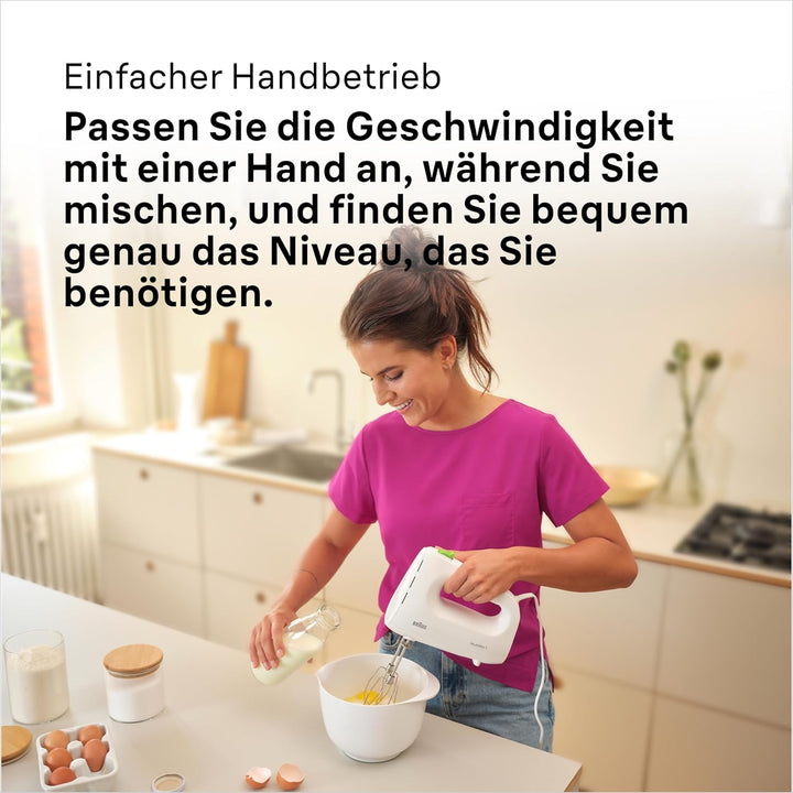 Braun Household MultiMix 1 HM 1100 WH Handmixer - Handrührgerät mit 4 Geschwindigkeitsstufen plus Tu