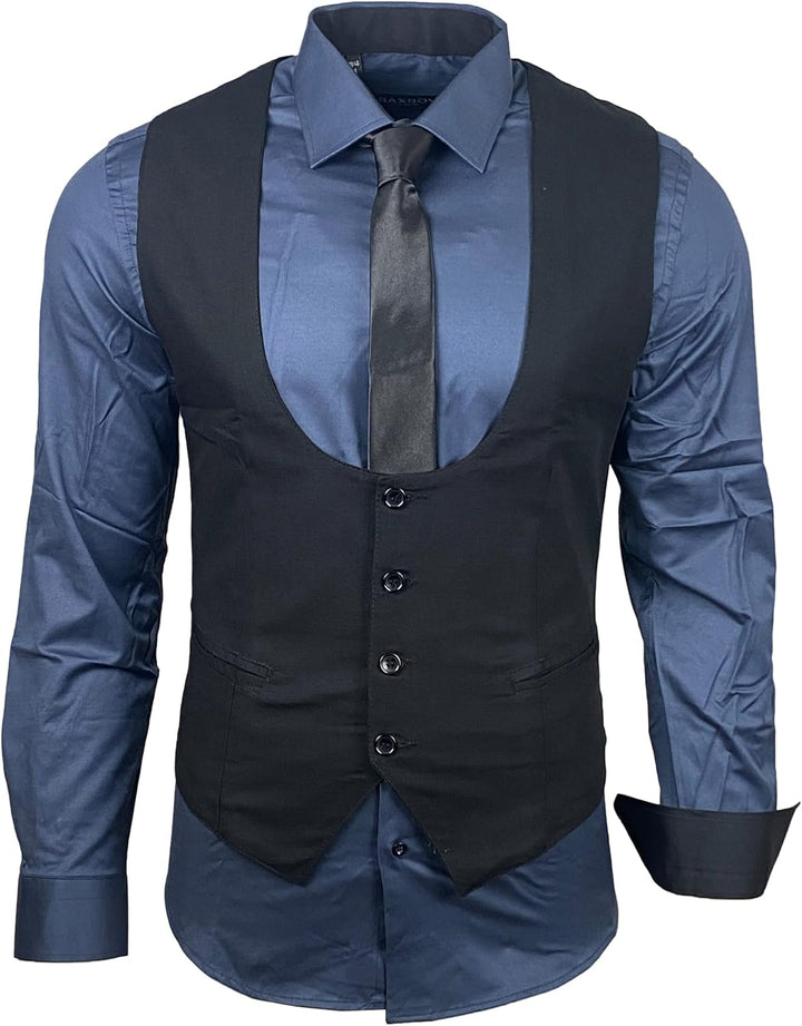 Herren Hemd Weste Krawatte Set Business Anzugweste Westen Slim Fit Smoking Frack Business Herrenanzu