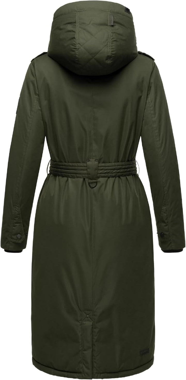 Navahoo Damen Wintermantel Warmer Parka lang mit hohem Kragen und weicher Kapuze Hokulanii XS-XXL S