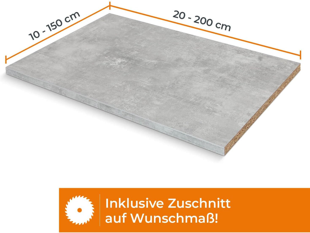 Einlegeboden, Regalboden nach Mass - 1,9 cm Starke Spanplatte, melaminbeschichtet, einseitige ABS-Ka