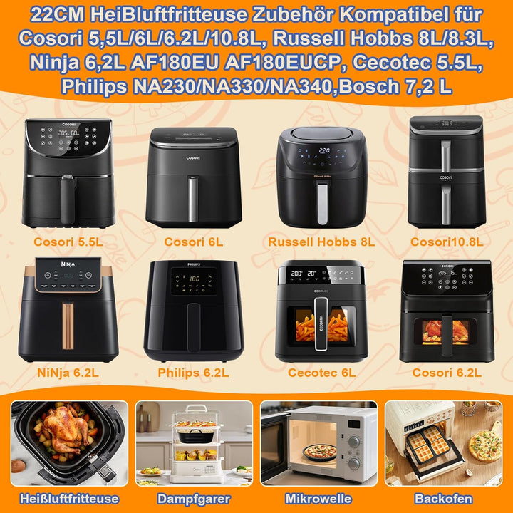 22CM Heissluftfritteuse Zubehör - Airfryer Zubehör für COSOR Turboblaze 5.5L / 6L / 6.2L Turbo Tower