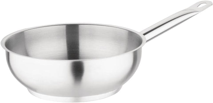 Vogue Edelstahl-Sauté-Bratpfanne 20 cm, Silber, 6,5 cm (H), induktionsgeeignet, verschweisster Griff