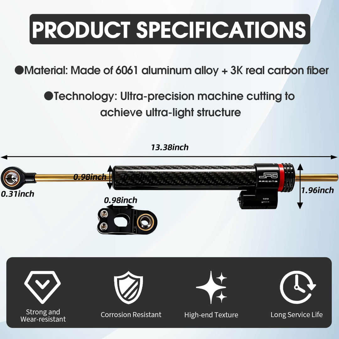 Motorrad-Lenkungsdämpfer-Stabilisator, 33 cm, universeller Lenkstabilisator für die meisten Motorräd