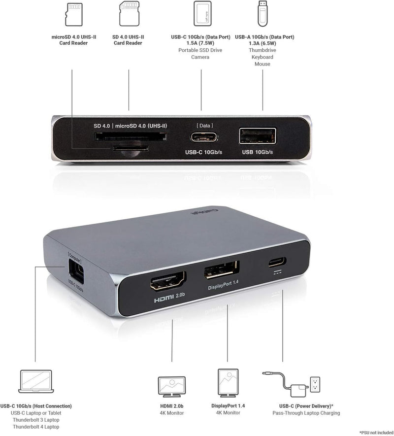 CalDigit USB-C Gen 2 SOHO-Dock mit 10 Gbit/s - Bis zu 4K 60 Hz, HDMI 2.0b, DisplayPort 1.4, 10 Gbit