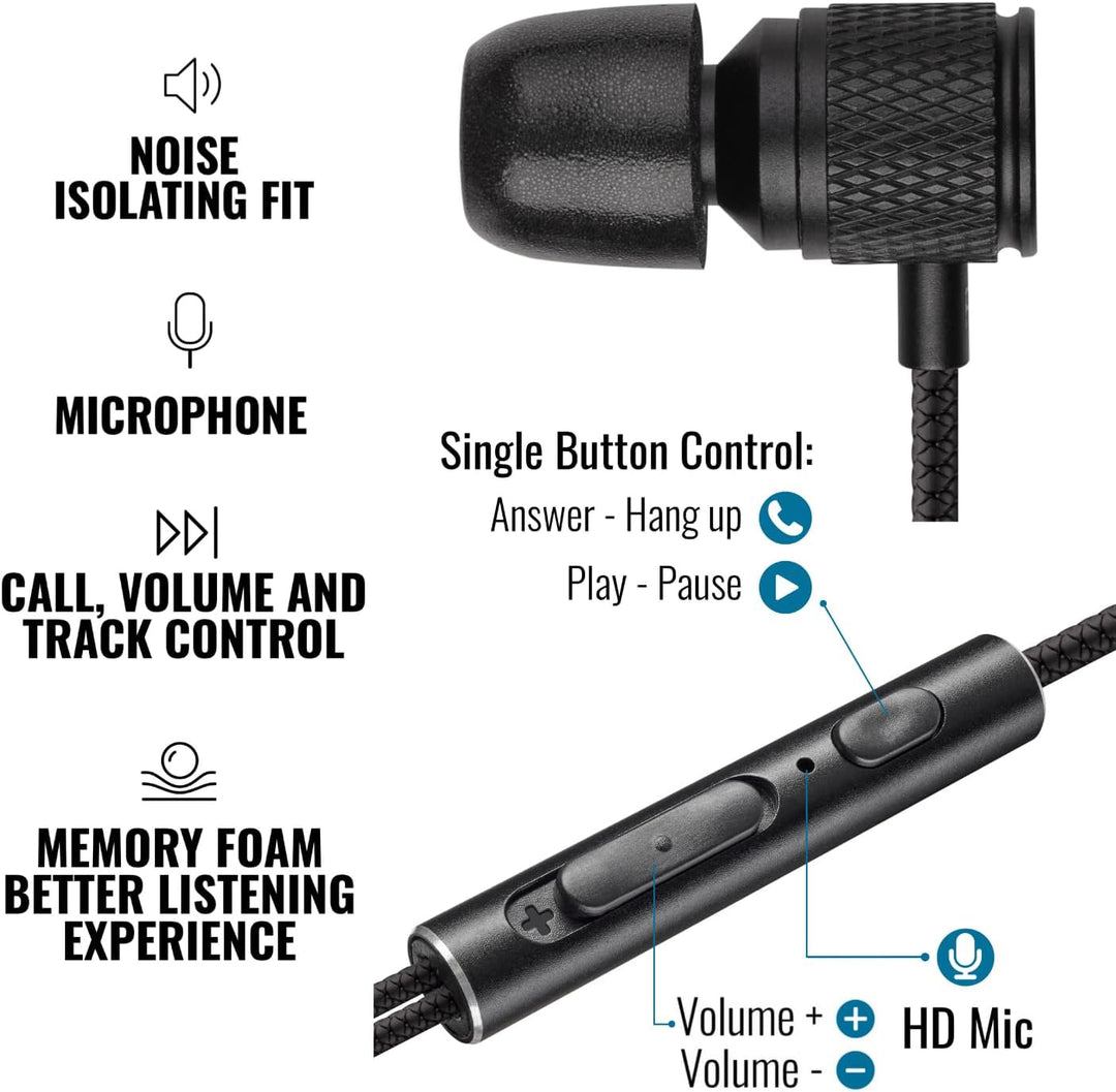 LUDOS Ultra Kopfhörer In Ear Ohrhörer mit Kabel und Mikrofon, Kristallklarer Klang, Ausgewogene Höhe
