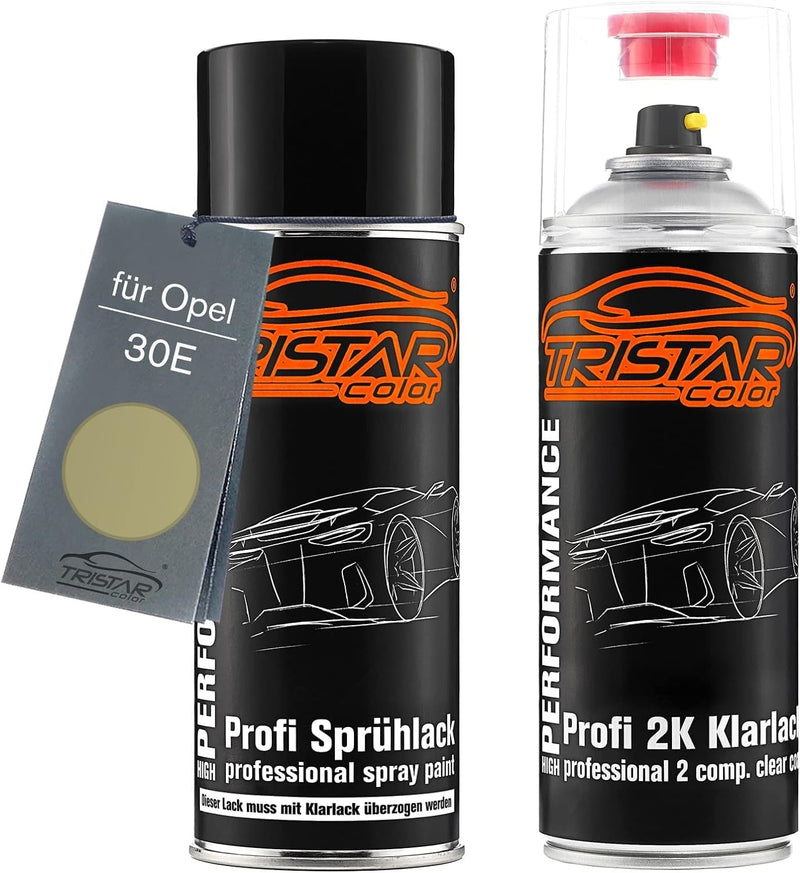 TRISTARcolor Autolack 2K Spraydosen Set für Opel 30E Green Tea Metallic Basislack 2 Komponenten Klar