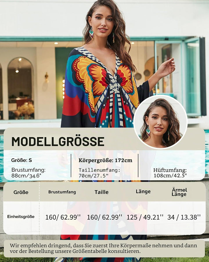 Bsubseach Frauen Plus Grösse Kaftan Kleid Badeanzug Druck Kaftan Strand Cover Up Kleid Schmetterling