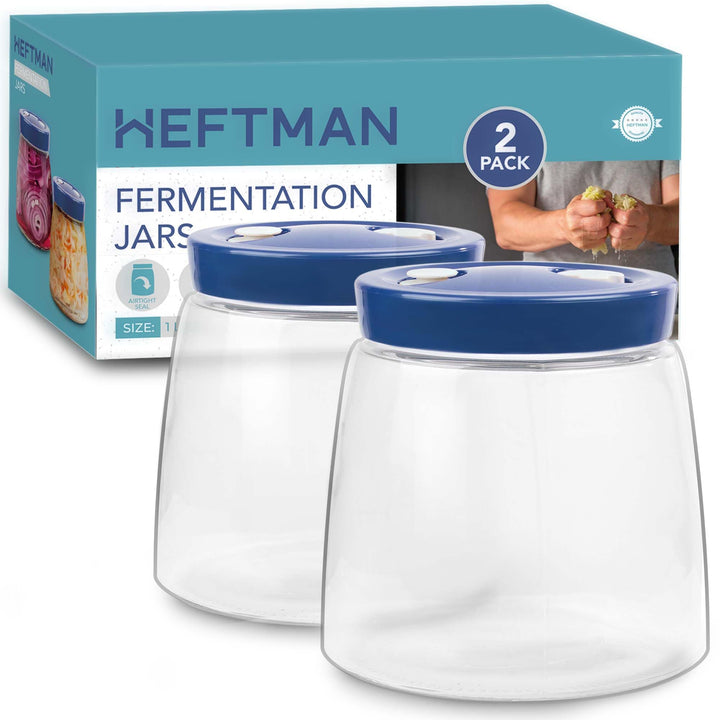 Gärglas mit 1-Wege-Luftablassöffnung - 1 Liter 2er-Pack Lebensmittelecht Fermentierglas für Kefir, K