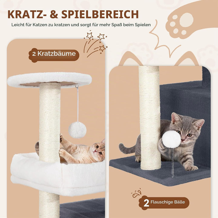 Kratzbaum Klein, 75 cm Hoch Katzenbaum Klein, Katzenkratzbaum mit 2 Sisal-Kratzsäulen, Gemütlichen H