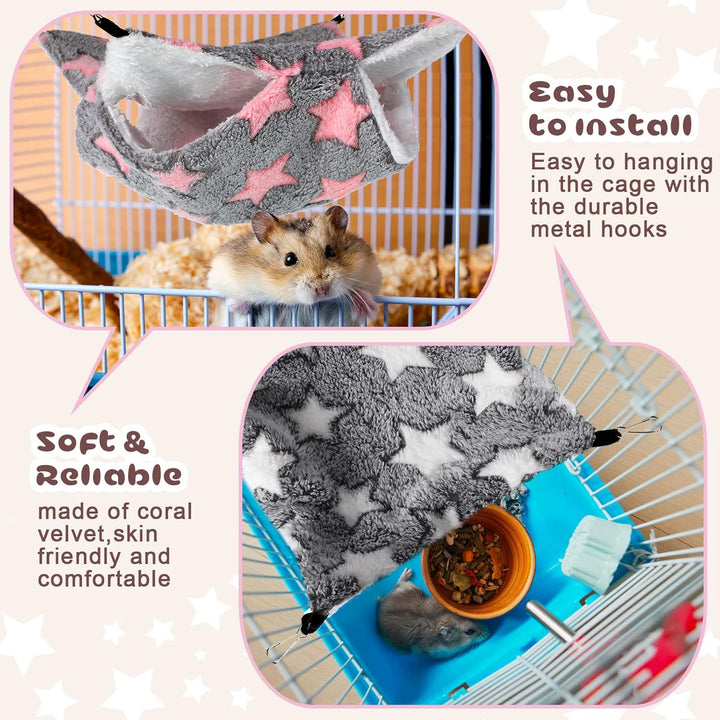 4 Stück Meerschweinchen Hängematten für Ratten Frettchen Hängematte für Kleintier Weich Warmes Fleec