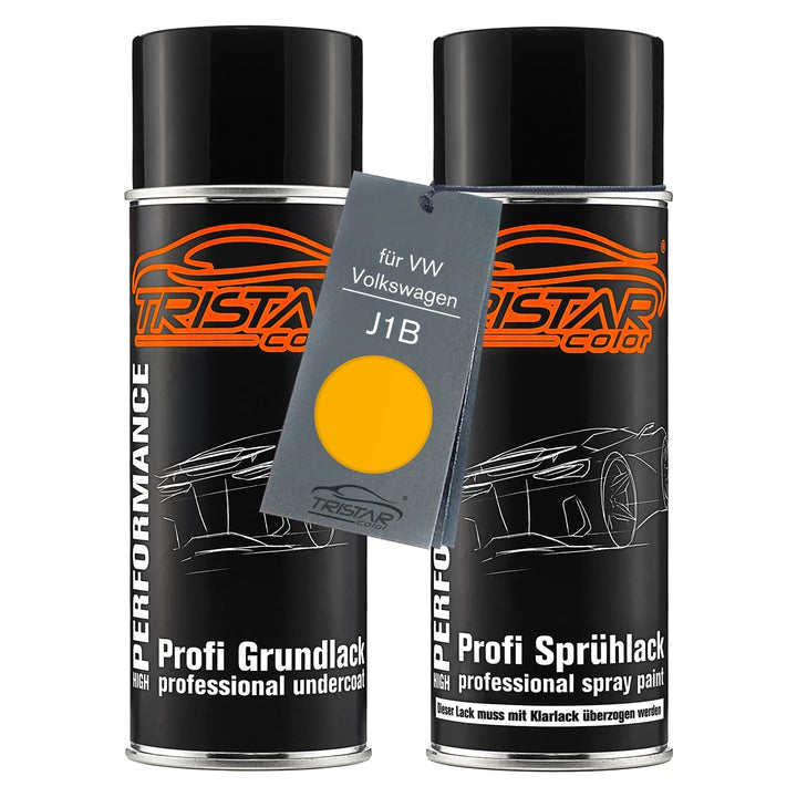TRISTARcolor Autolack Spraydosen Set für VW/Volkswagen J1B Rapsgelb Grundlack Basislack Sprühdose 40