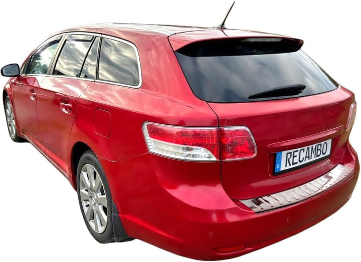 RECAMBO Ladekantenschutz Edelstahl Hochglanz poliert, Chrom Look - kompatibel für Toyota Avensis Kom