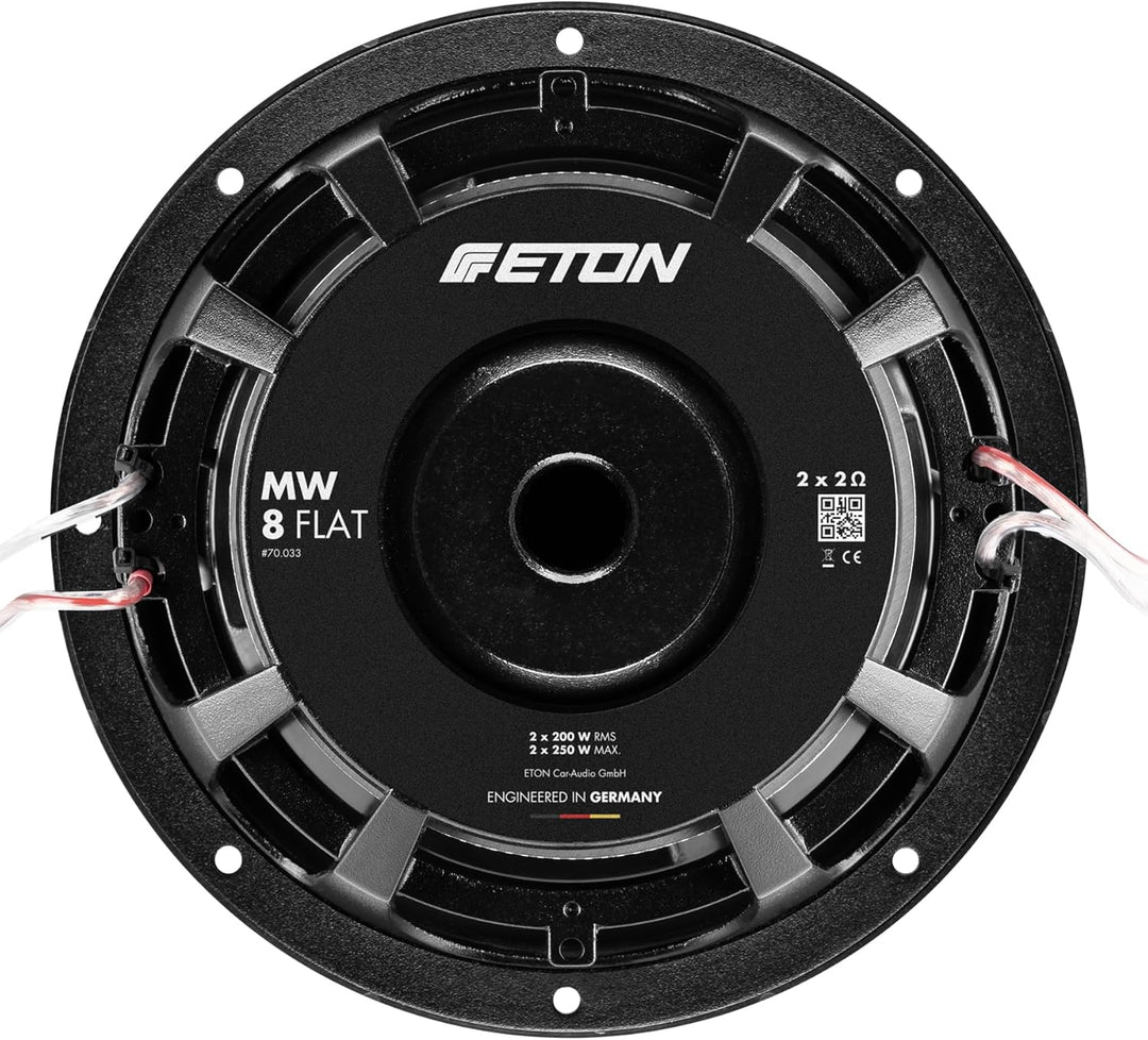 ETON MW 8 Flat – Ultra-Flacher 20 cm / 8" Auto Subwoofer, Langhub Bass, 2 x 2 Ohm Doppelschwingspule