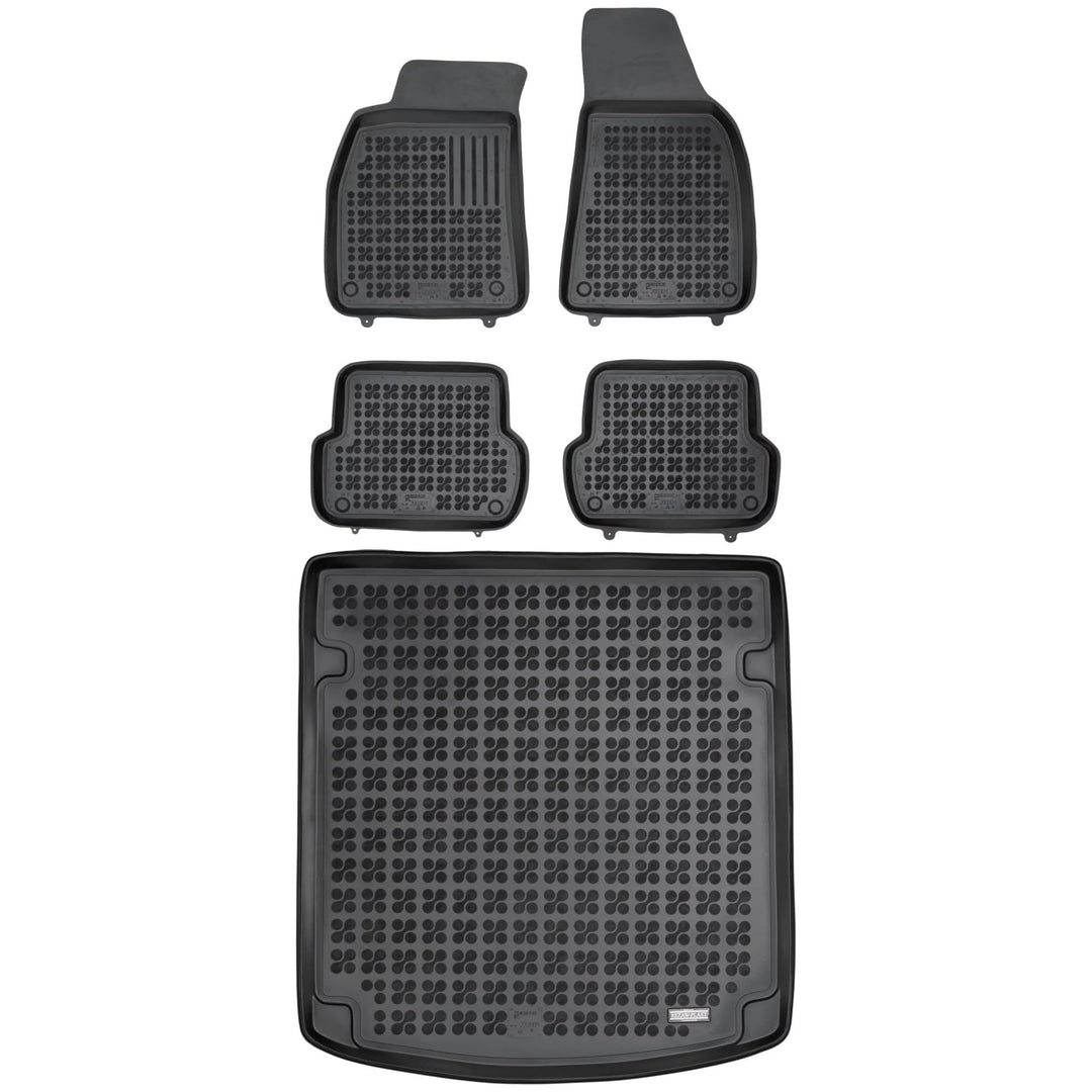 M MOTOS Satz Gummifussmatten und Kofferraummatten für Audi A4 II B6, B7 2000-2004, 2004-2007, Seat E