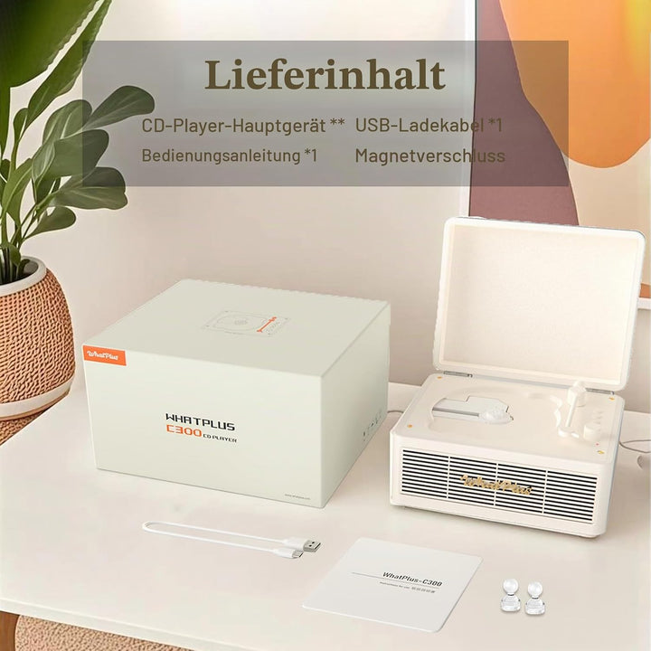 Tragbarer CD-Player mit Bluetooth 5.2, wiederaufladbarem Akku & eingebauten Lautsprechern - Hi-Fi Re