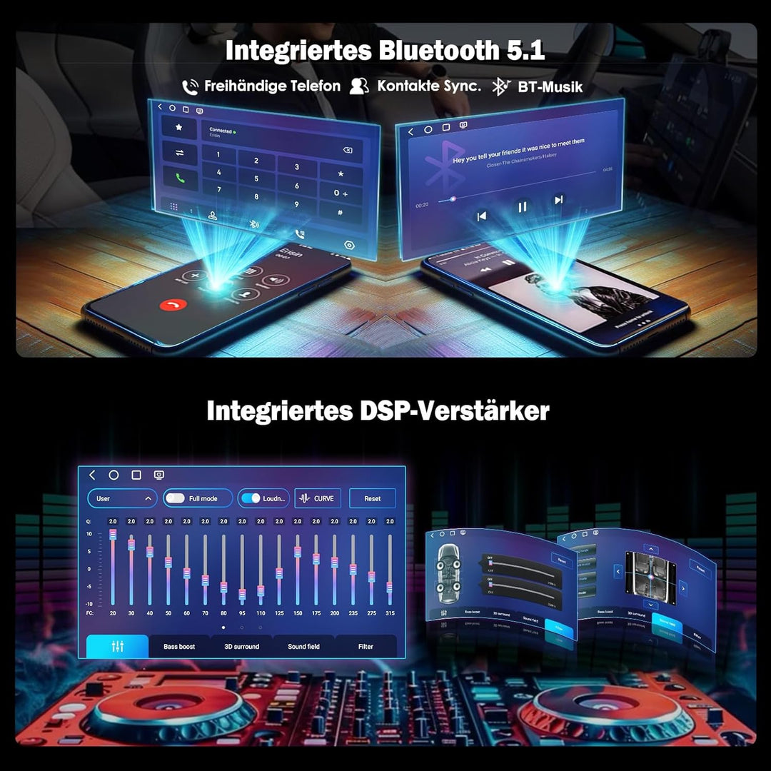 Erisin Qualcomm 8GB+128GB 8-Kern Android 14 Autoradio mit navi für VW Golf 5 6 T5 Caddy Polo Passat