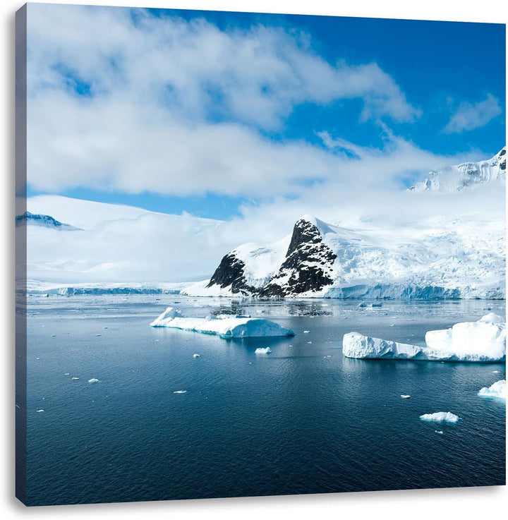 Pixxprint Winterlandschaft in der Antarktis als Leinwandbild/Grösse: 70x70 cm/Wandbild/Kunstdruck/fe
