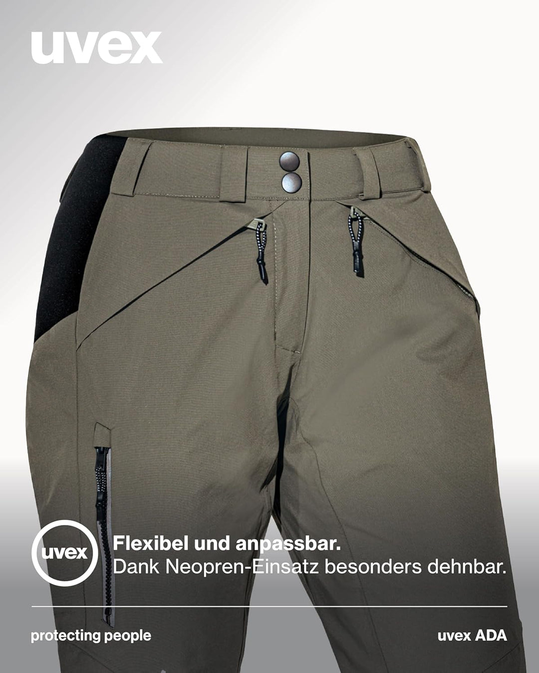 Uvex ADA 7634 Damen-Wetterhose - bei Wind & Regen - Atmungsaktiv & Wasserfest, Oliv