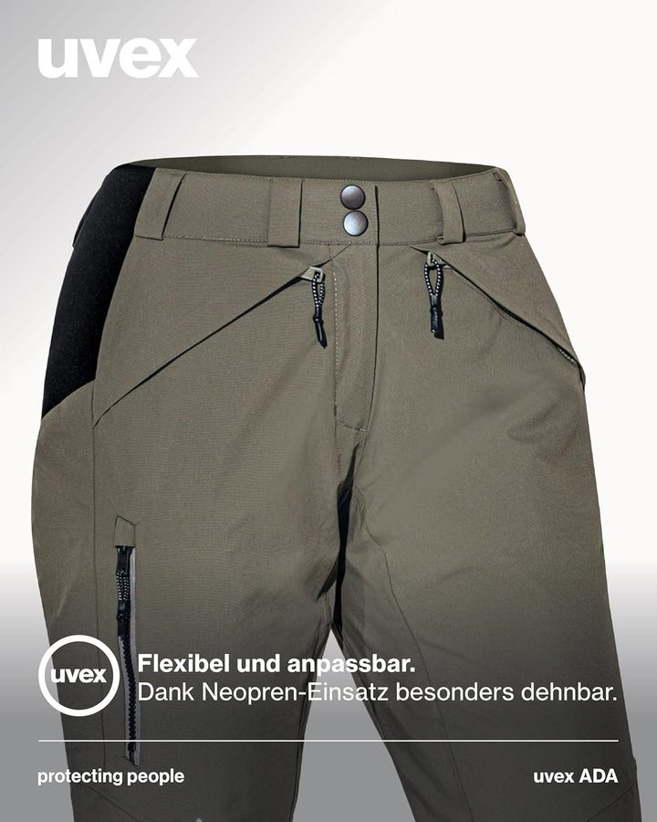 Uvex ADA 7634 Damen-Wetterhose - bei Wind & Regen - Atmungsaktiv & Wasserfest, Oliv