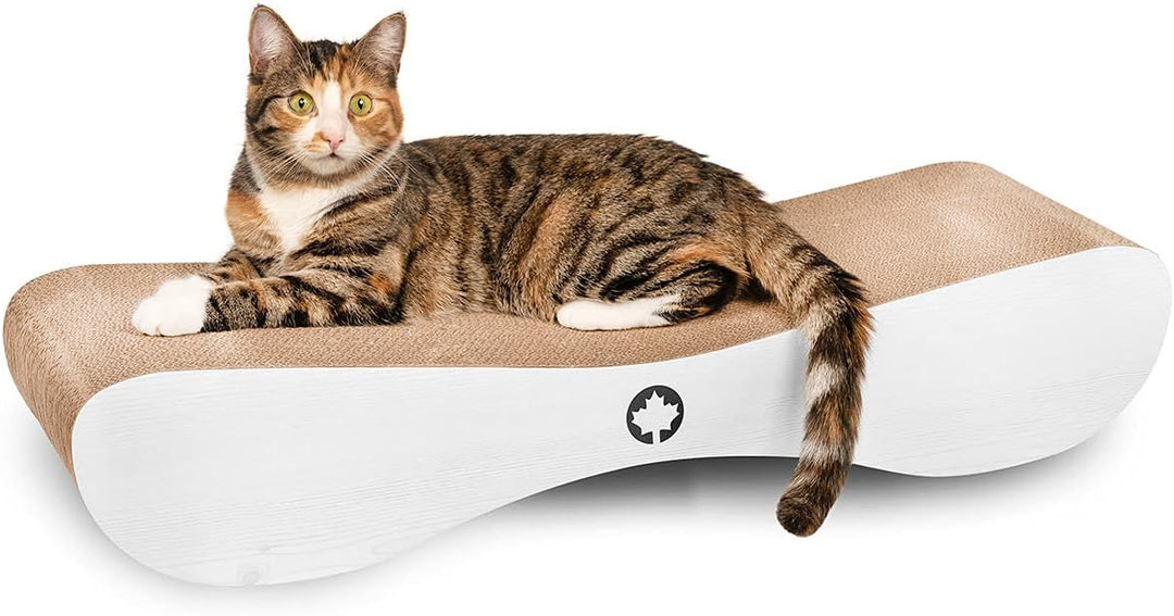 CanadianCat Company | XXL Kratzpappe Lounge | weissgraue Holzoptik | Kratzmöbel, Kratzbrett | Katzen
