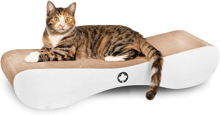 CanadianCat Company | XXL Kratzpappe Lounge | weissgraue Holzoptik | Kratzmöbel, Kratzbrett | Katzen
