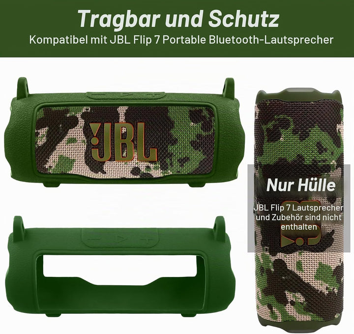 Khanka Silikonhülle für JBL Flip 7 Bluetooth-Lautsprecher,Olivgrün | Für JBL Flip 7 Bluetooth-Lautsp