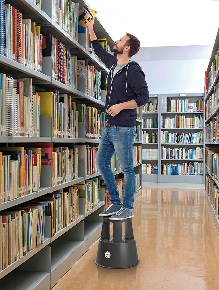 Wedo Rollhocker Step aus Kunststoff, bruchfest, rollbarer Tritthocker, TÜV-geprüft, Made in Germany,