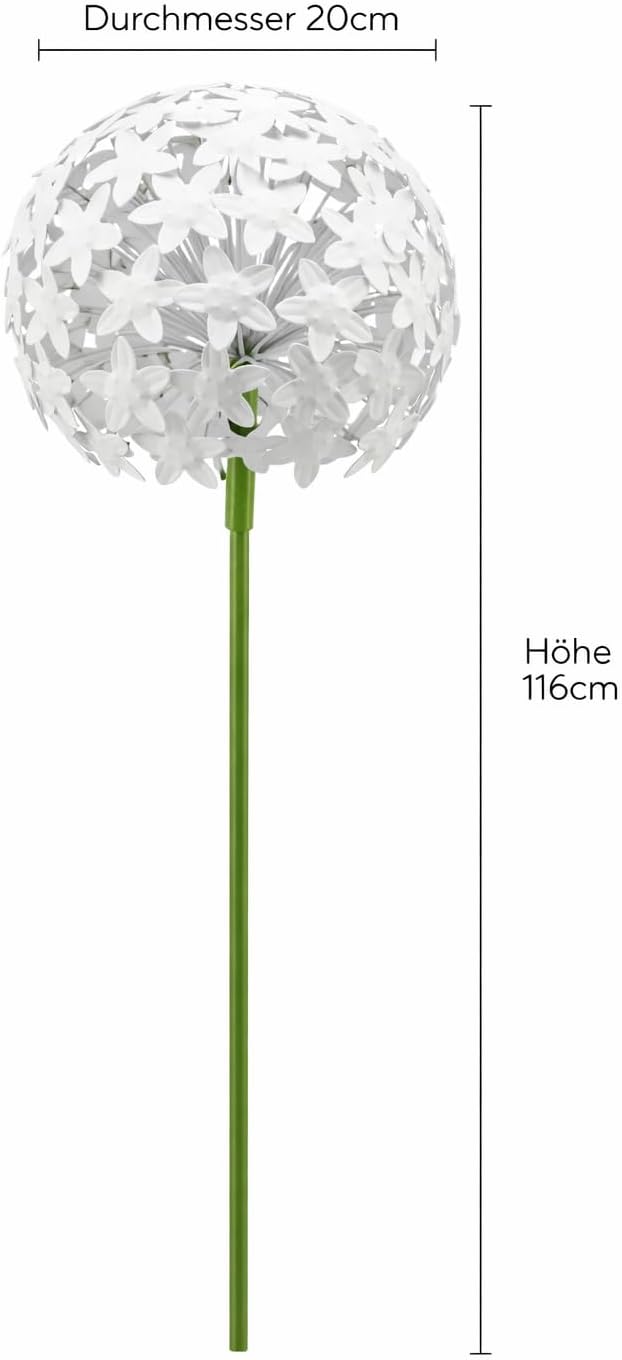 Allium Gartenstecker | 16x16cm & 20x20cm | 2er Set | Weiss | Metall | Gartendeko | Rankhilfe
