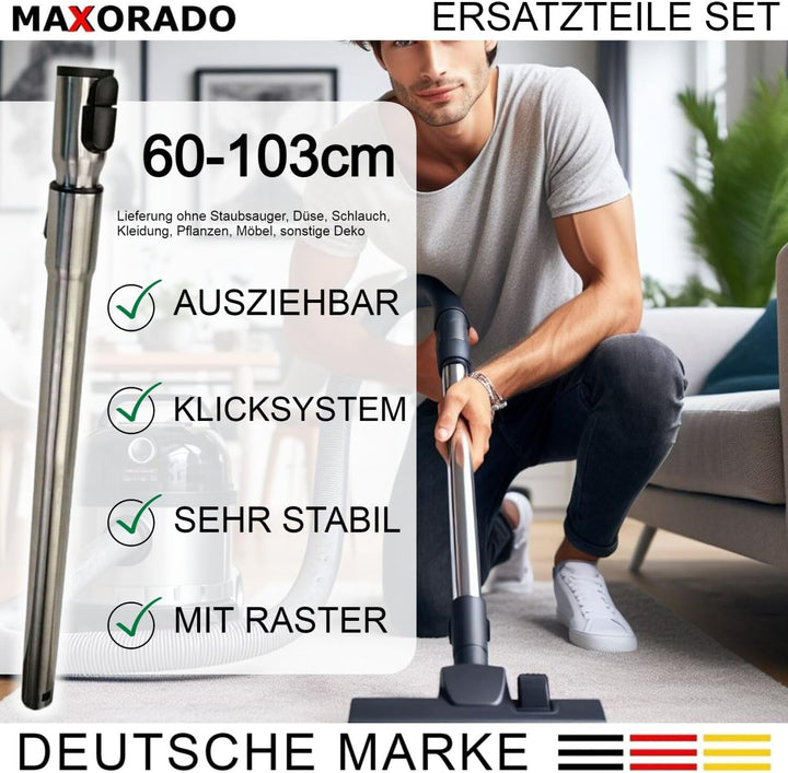 Teleskoprohr mit Einrastfunktion + Handgriff Griff für Miele S2121 S2131 S251 S2111 Staubsauger ersa